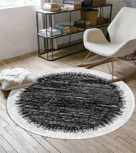 Birkilim Yuvarlak Yıkanabilir Dekoratif Halı İpeksi Kaymaz Taban | MLN-IP-YU-HS-384