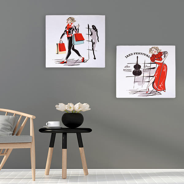 Havalı Kadınlar Karaoke Kanvas Tablo 40x45 Cm 2 Adet | K+