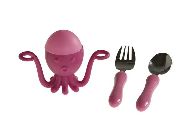 Evoks 3 Parça Mürekkep Balığı Çocuk Çatal Kaşık Bıçak Seti | Pembe | EVX-2602-R