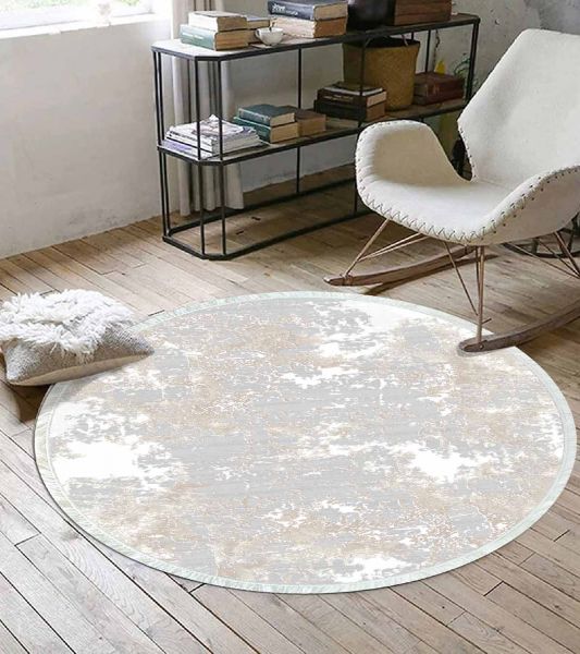 Birkilim Yuvarlak Yıkanabilir Dekoratif Halı İpeksi Kaymaz Taban | MLN-IP-YU-SD-315