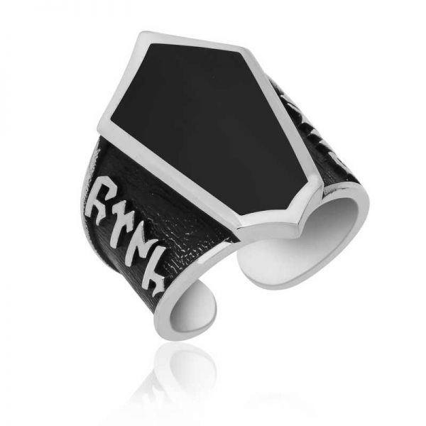 ?Gümüş Göktürkçe "Türk" Yazılı Erkek Yüzük