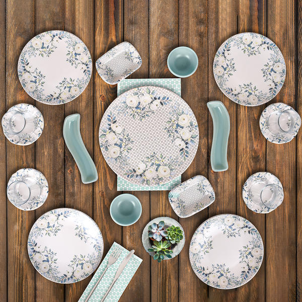 طقم فطور ورد 19 قطعة لـ 4 أشخاص - 18697 | كيراميكا