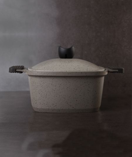 Acar Cuisine | Liya-Grey Pot profond carré gris 24 cm