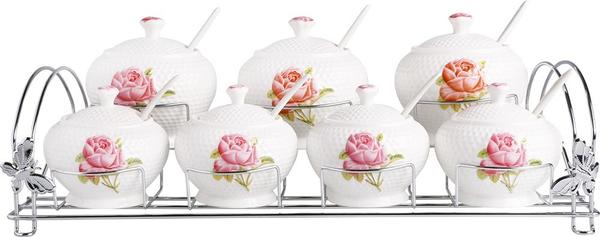 Almina 7'li Kaşıklı Baharatlık Seti Beyaz - 22 Parça