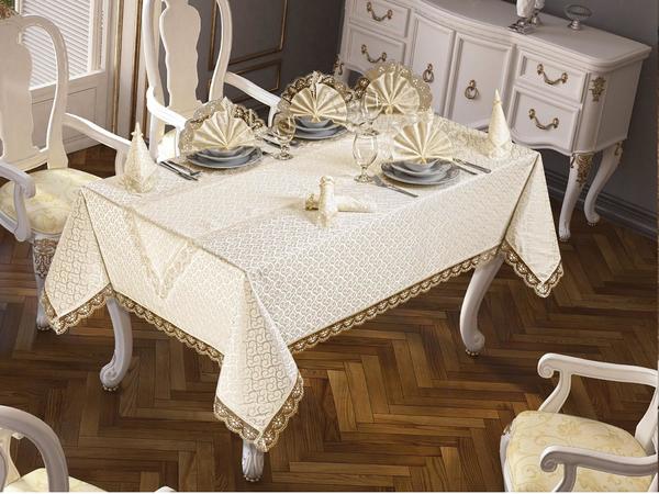 Kdk Care-Free Tablecloth Set 18 Pieces Yonca Cappucino