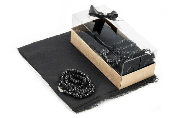 Mevlid Geschenkset - Rosenkranz - Bedeckt - Schwarze Farbe