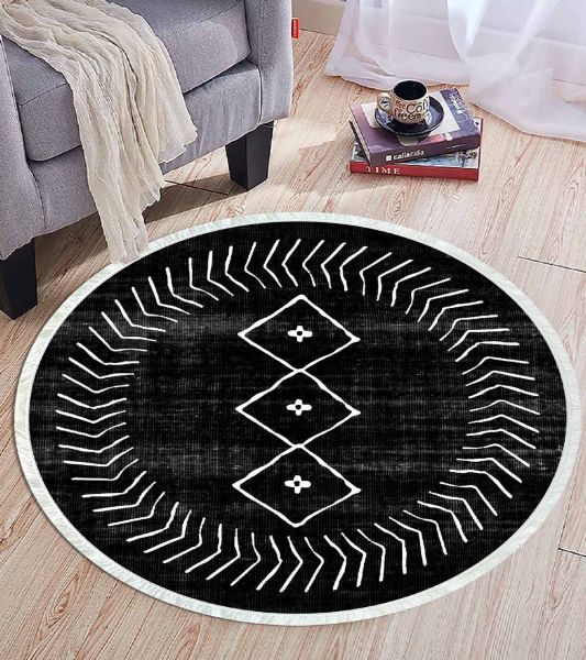 Birkilim Yuvarlak Yıkanabilir Dekoratif Halı İpeksi Kaymaz Taban | MLN-IP-YU-HT-572