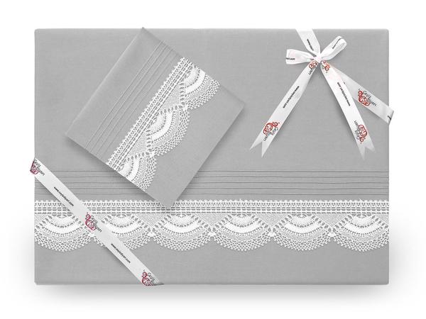Kula Ribbed Needle Lace Bettbezug Set Grau
