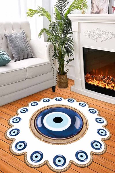 Birkilim Yuvarlak Yıkanabilir Dekoratif Halı İpeksi Kaymaz Taban | MLN-IP-HT-1234