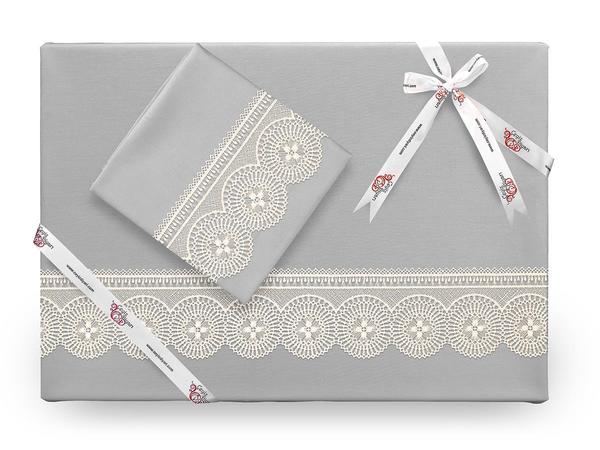 Birella Plain Französisch geschnürten Bettbezug Set Grau