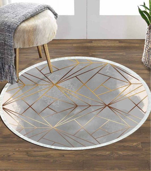 Birkilim Yuvarlak Yıkanabilir Dekoratif Halı İpeksi Kaymaz Taban | MLN-IP-YU-HT-1382