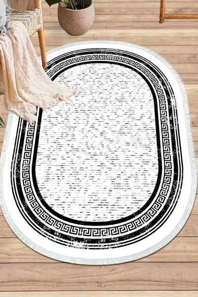 Birkilim Oval Yıkanabilir İpeksi Kaymaz Taban Dekoratif Halı | MLN-IP-O-HT-1533