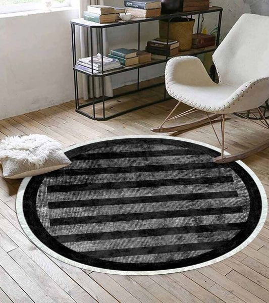 Birkilim Yuvarlak Yıkanabilir Dekoratif Halı İpeksi Kaymaz Taban | MLN-IP-YU-SD-247