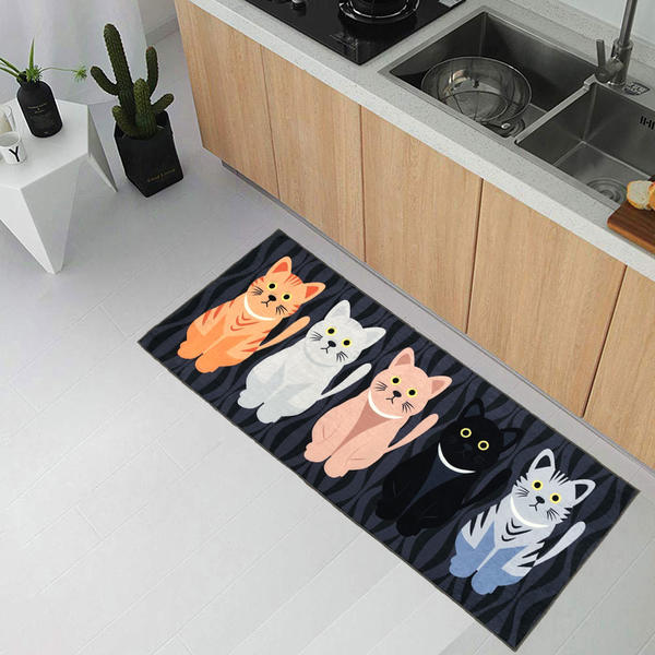 SiEla Kaymaz Taban Mutfak Halısı | Runner Halı | Minik Kediler | kodsuz1