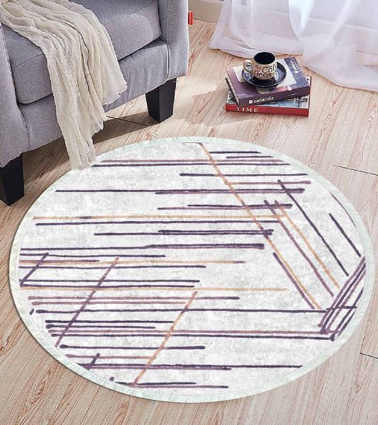 Birkilim Yuvarlak Yıkanabilir Dekoratif Halı İpeksi Kaymaz Taban | MLN-IP-YU-HT-354