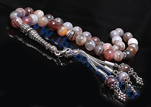 مسبحة من حجر العقيق (925 AYAR SILVER)