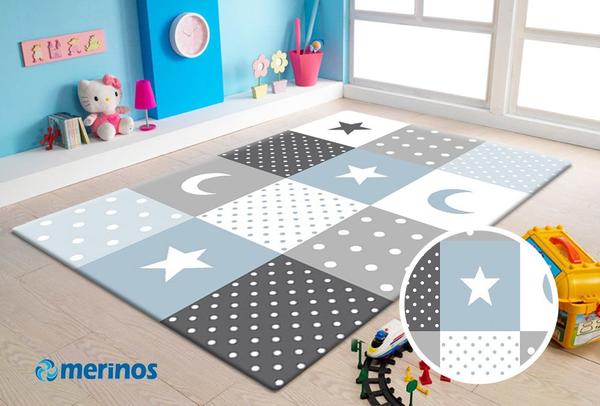 Merinos Pastel Kids Yıldız Çocuk Odası Halısı | 20340-293-Blue