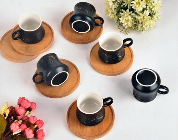 Bayev Damar Desen 6 Kişilik Fincan Takımı Ve Ahşap Altlığı 101142-12-