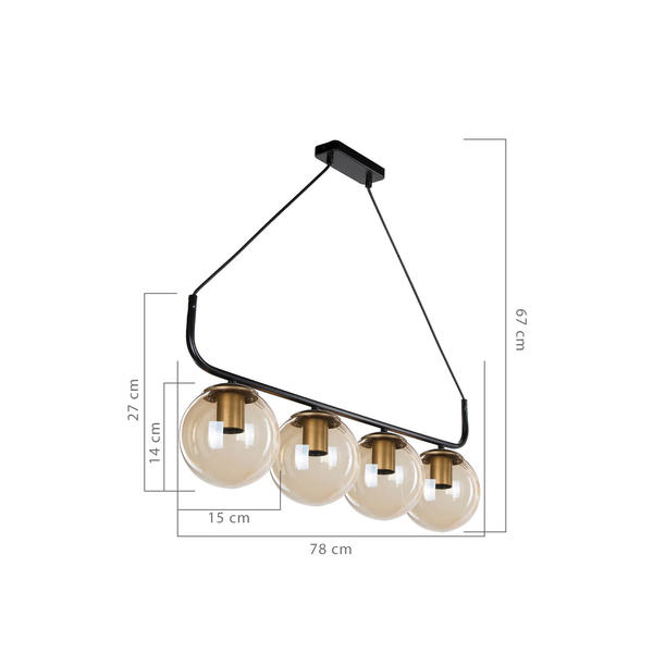 Lustre Terena à 4 rangées noir