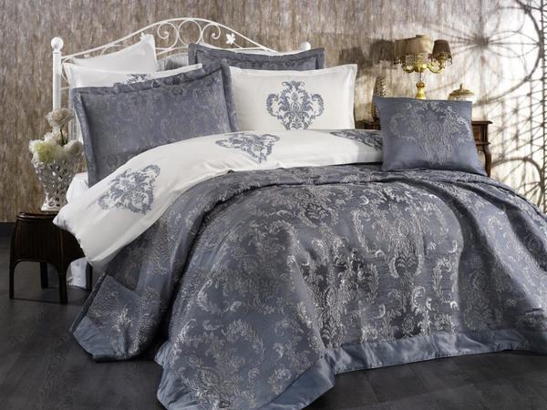 Couvre-lit Palmier Crème Pétrole