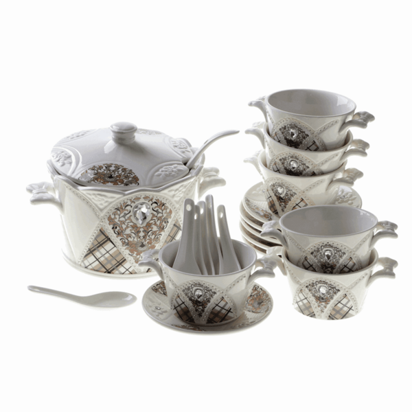 Bavary Fas 21 Parça Porselen Çorba Seti | CYDS011-21P-5