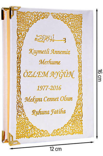 50 PCS - Nom Imprimé Livre à Couverture Rigide de Yasin - Taille du Sac - 128 Pages - Chapelet de Perles - Blanc - Mevlit