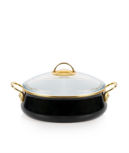 Acar Küche | Qualita Emaille 28 cm New Form Schwarz Low Pot