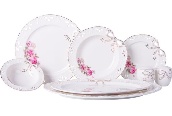 Hayal 28 Parça Dantel Yemek Takımı | Yuvarlak | Altın | By-alz-p180019-g