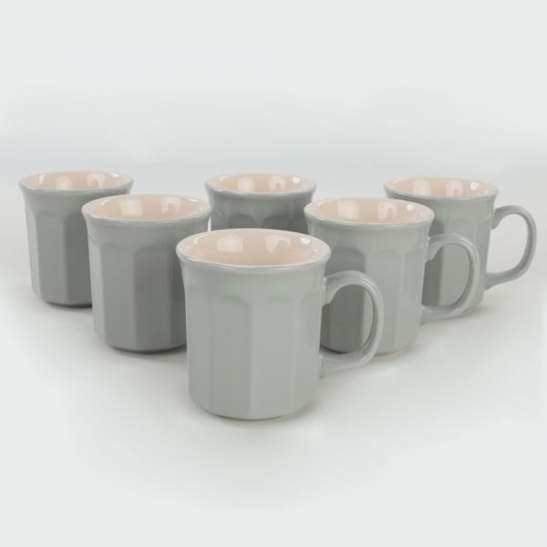 Gri/Krem Heracles Kupa 9 Cm 6 Adet | Keramika