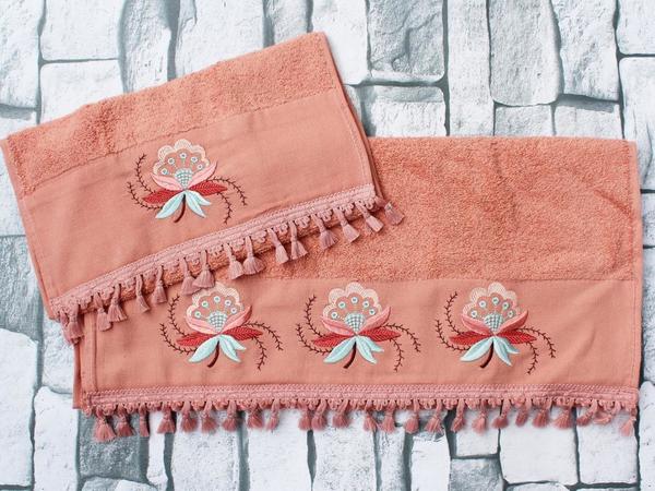 Dowry Land Aysira طقم فوط مطرز قطعتين روز جاف