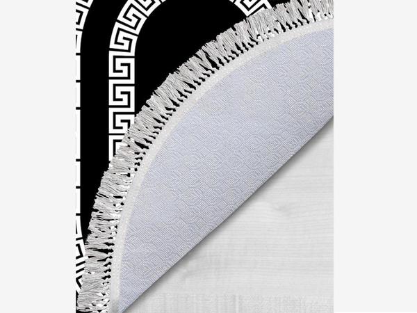 Oval Saçaklı 2'li Banyo Paspas Takımı Loop Siyah