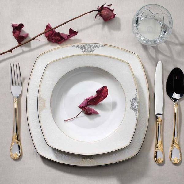 Korkmaz Moonlight Yemek Takımı | 86 Parça |12 Kişilik | Oval | Kare | A8317