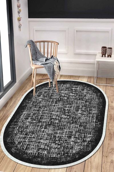 Birkilim Oval Yıkanabilir İpeksi Kaymaz Taban Dekoratif Halı | MLN-IP-O-HT-181