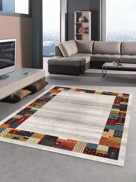 Merinos Ethno Halı Kenar Desenli | Renkli | 858-110-Multi