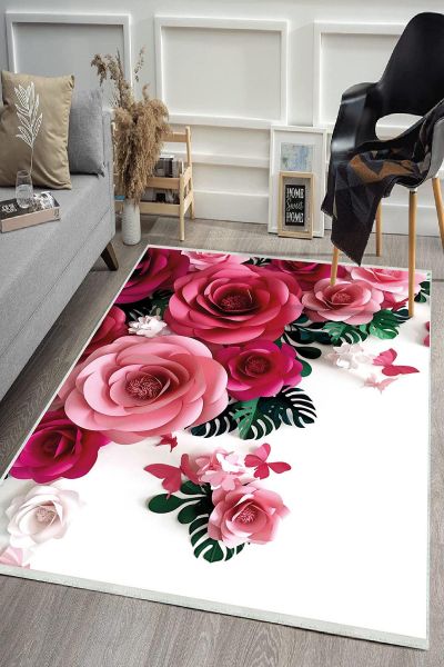 Birkilim Yıkanabilir Dekoratif Halı İpeksi Kaymaz Taban | MLN-IP-HS-547