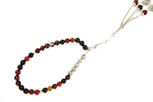 Pierre Naturelle Agate Personnalisée 33 'Tasbih - Marron