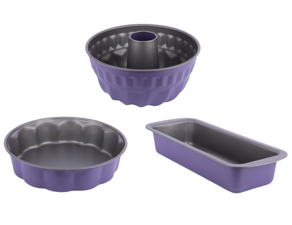 Tantitoni | 3'lü Klasik Mor Kek Kalıbı Seti