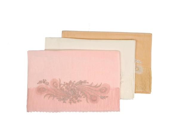 Gazel Kadife Dantelli Pliseli Girdap El Yüz Havlusu 3'lü