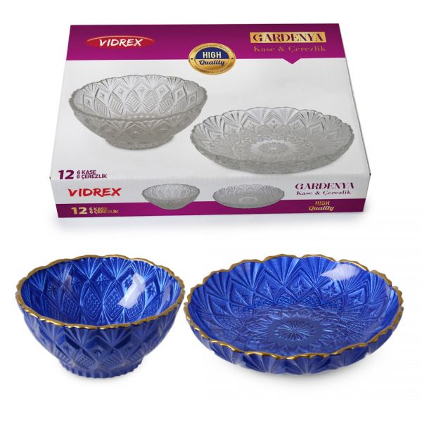 BLUE -AGIZ ORG GOLD YALDZ.BB-5P لوح زجاجي و BB-100 مجموعة وعاء زجاجي 6 LI | SILK-33121