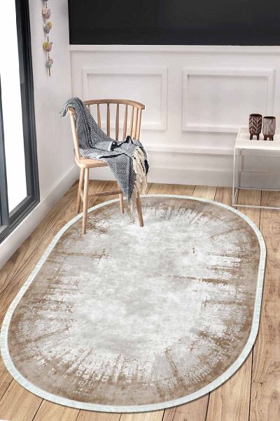 Birkilim Oval Yıkanabilir İpeksi Kaymaz Taban Dekoratif Halı | MLN-IP-O-HT-494