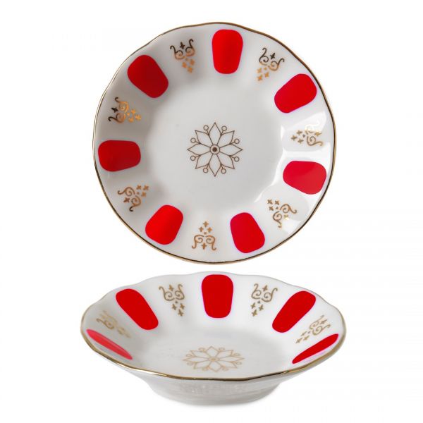 CT10 PORS # K18 # GOLDED COFFEE RED TEA PLATE | SILK-64409