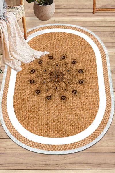 Birkilim Oval Yıkanabilir İpeksi Kaymaz Taban Dekoratif Halı | MLN-IP-O-SD-339