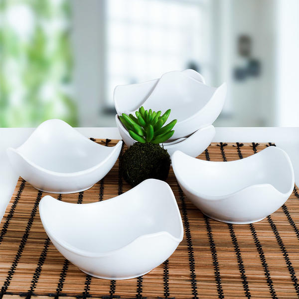 Porte-biscuits Lotus Blanc Mat / Sauce 14 Cm 6 Pièces | Keramika
