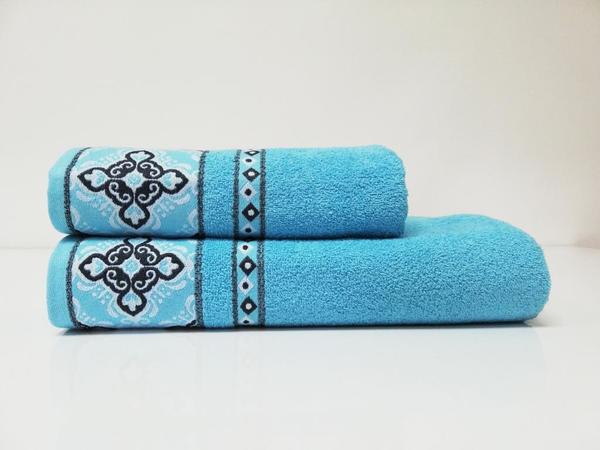 Ensemble de serviettes de bain doubles en coton Alya Turquoise