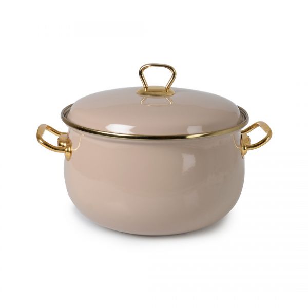 20 CM EMAILLE BEIGE DEEP BOMBE COOKWARE | IPEK-SMY062