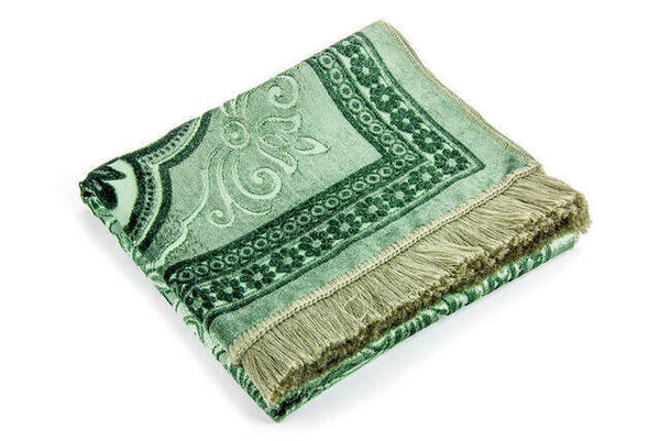 Silberner Gebetsteppich aus Acrylpolyester - Grüne Farbe