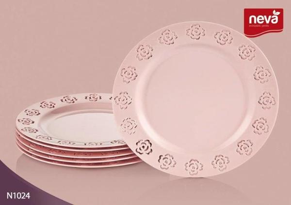 Neva Rosemary Dantels Servis Tabağı | Pembe | 6 Kişilik | N1024