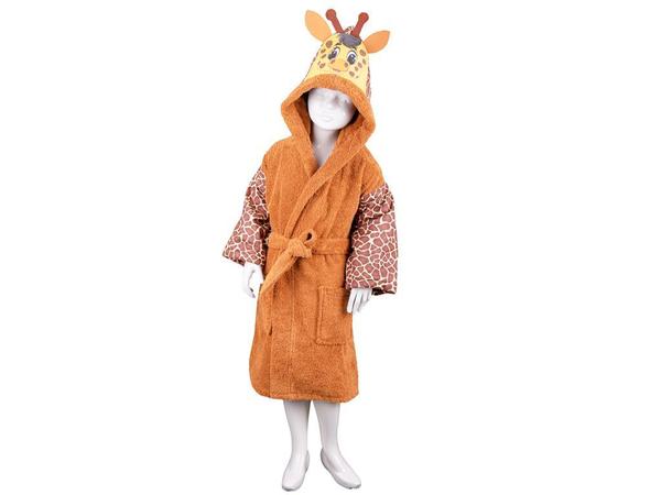 Giraffe 100% Cotton Kids Bathrobe Mustard 13-14 Years