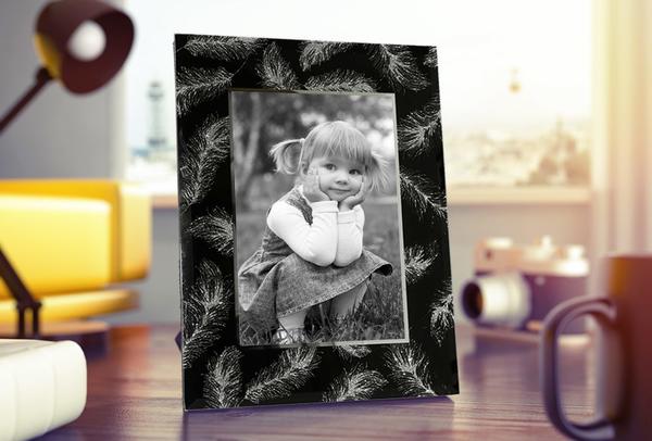 Dekonaz Kristal Tüy Desen Cam Resimlik Çerçeve | Siyah | 12.7x17.8cm