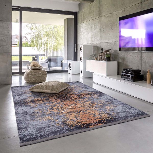 Siela | Gold Desenli | Yıkanabilen Halı | Gri | 1711-Grau